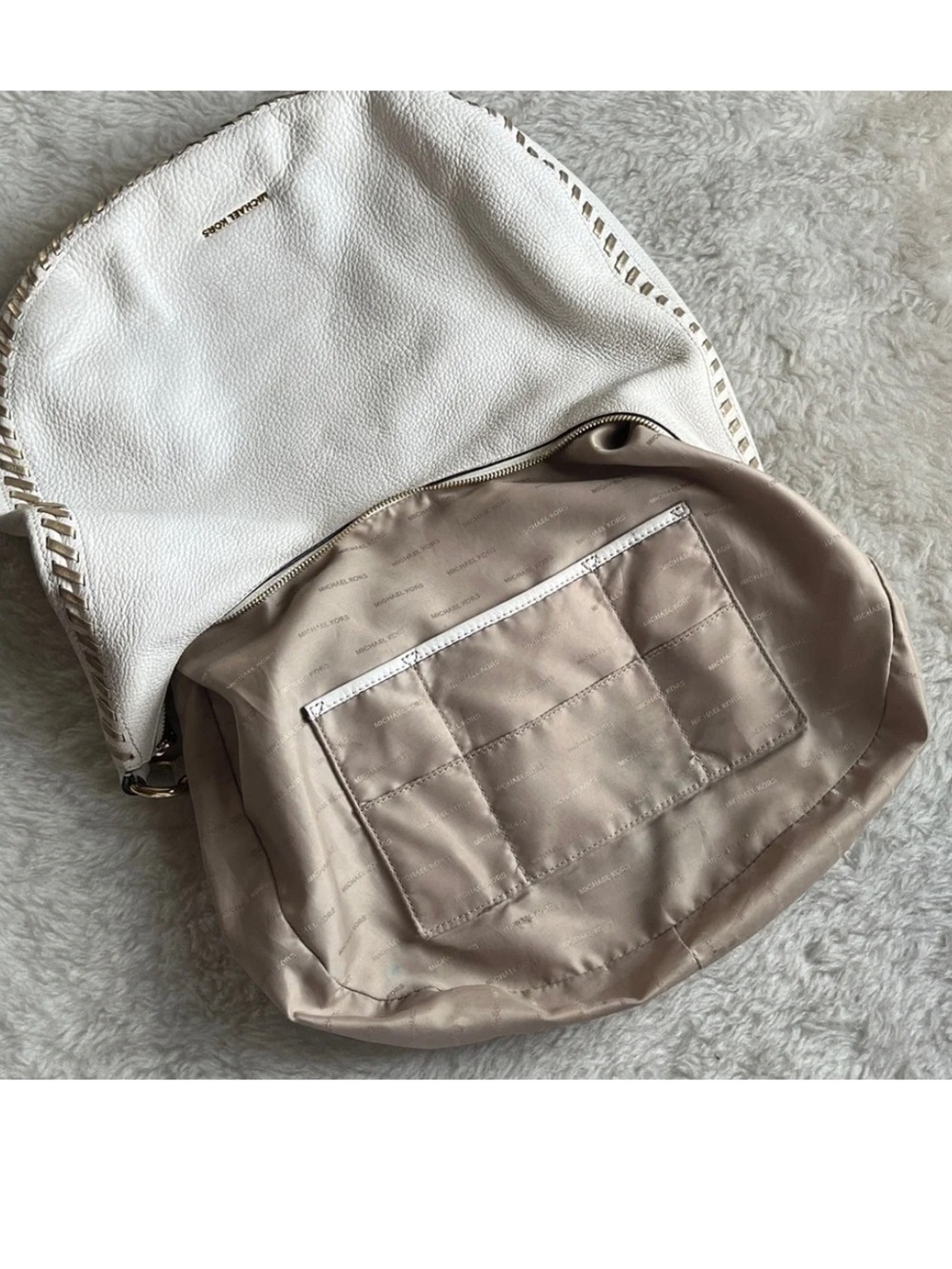 Michael Kors Cream Hobo Bag with Gold Accents - Picture 6 of 14